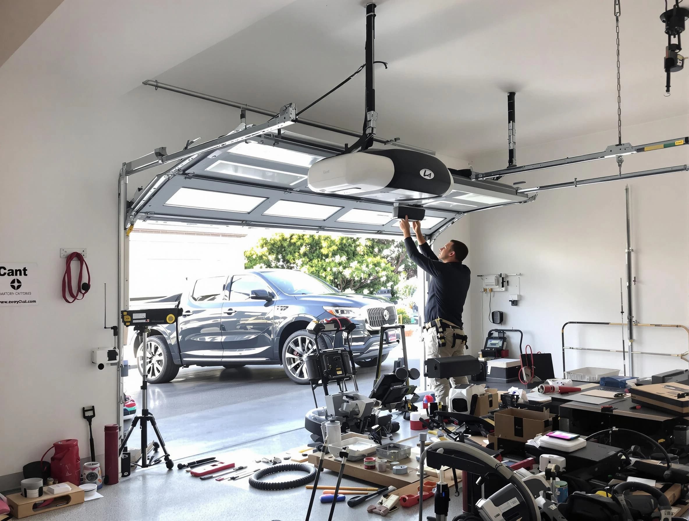 Englewood Garage Door Repair specialist installing smart garage door opener system in Englewood home
