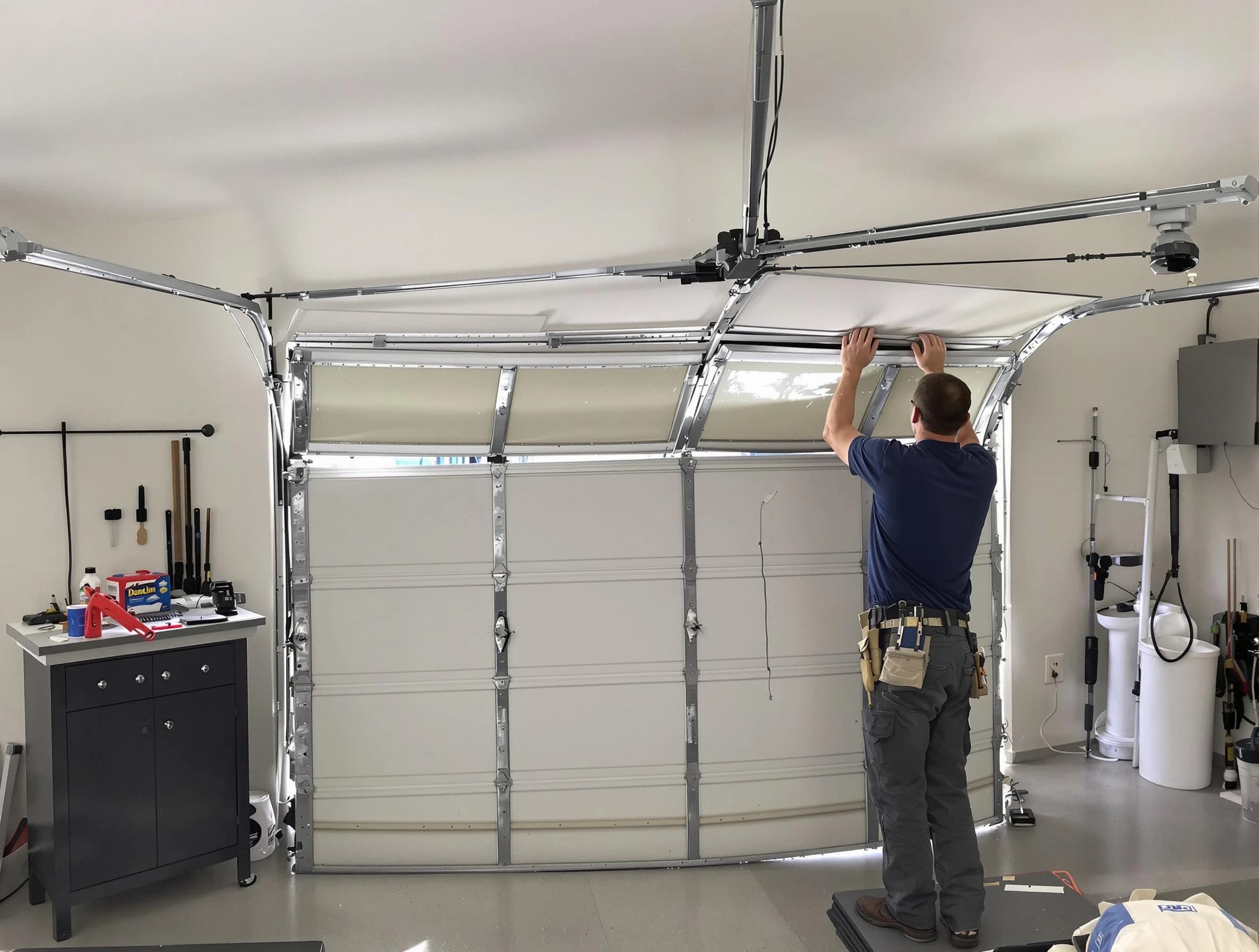 Englewood Garage Door Repair specialist performing precise section replacement on Englewood garage door