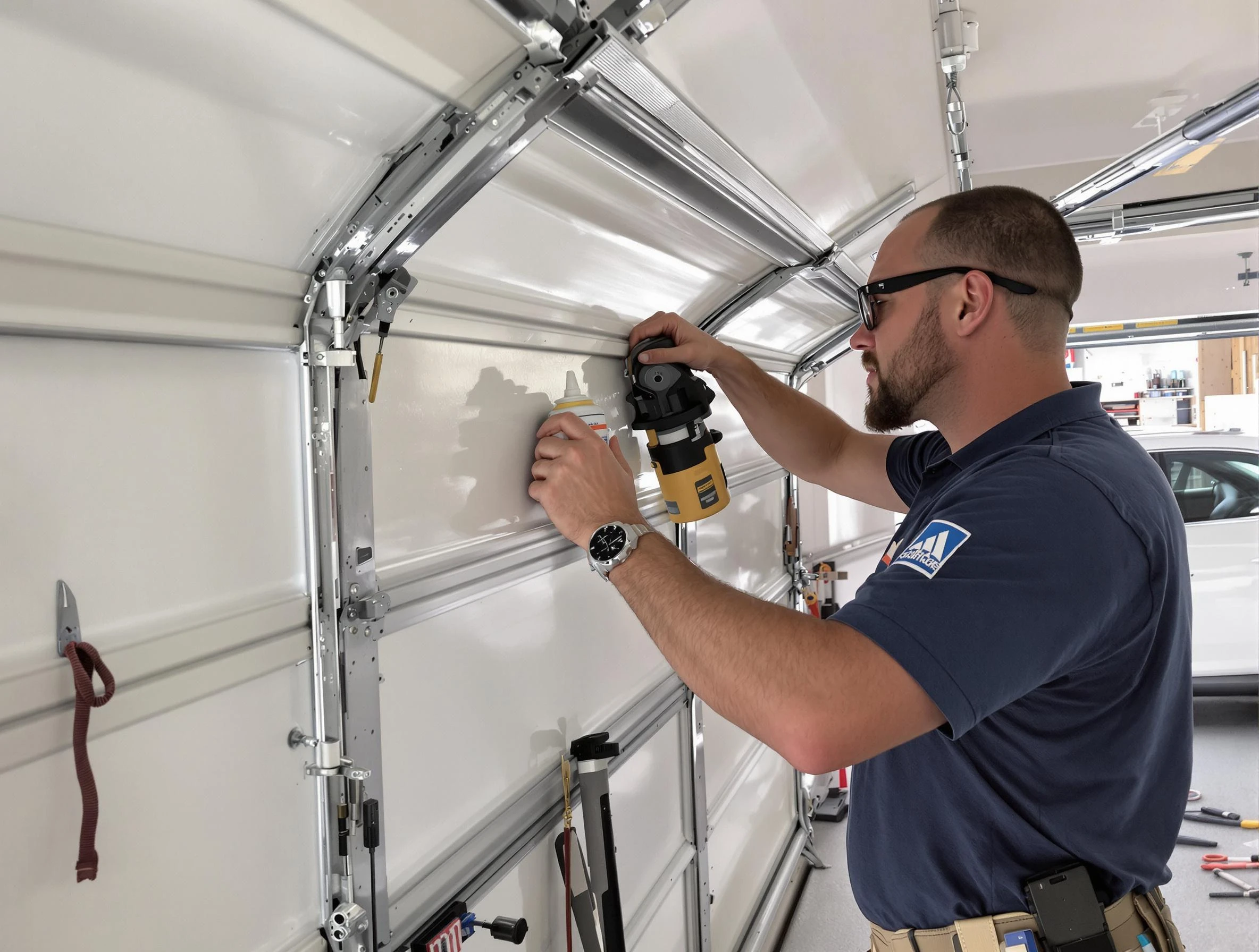 Englewood Garage Door Repair technician performing comprehensive noise reduction service in Englewood